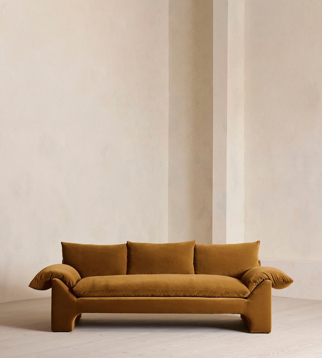 Wyatt Three Seater Sofa - Velvet - Mustard - Listing - Image 1