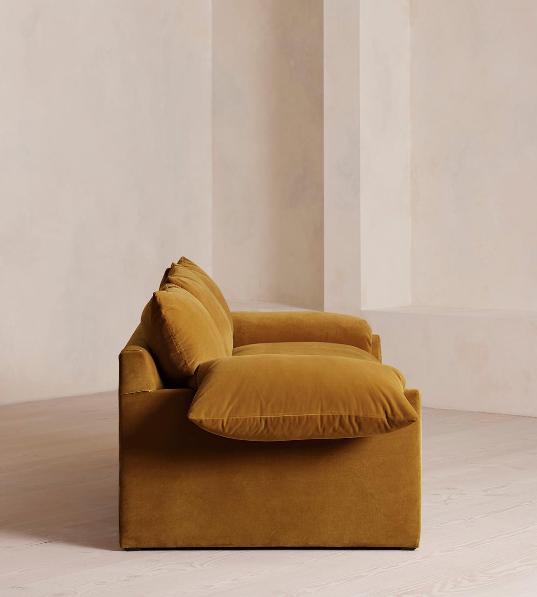 Wyatt Three Seater Sofa - Velvet - Mustard - Images - Image 3