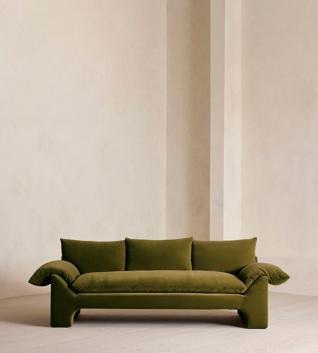 Wyatt Three Seater Sofa - Velvet - Olive - Listing - Image 1