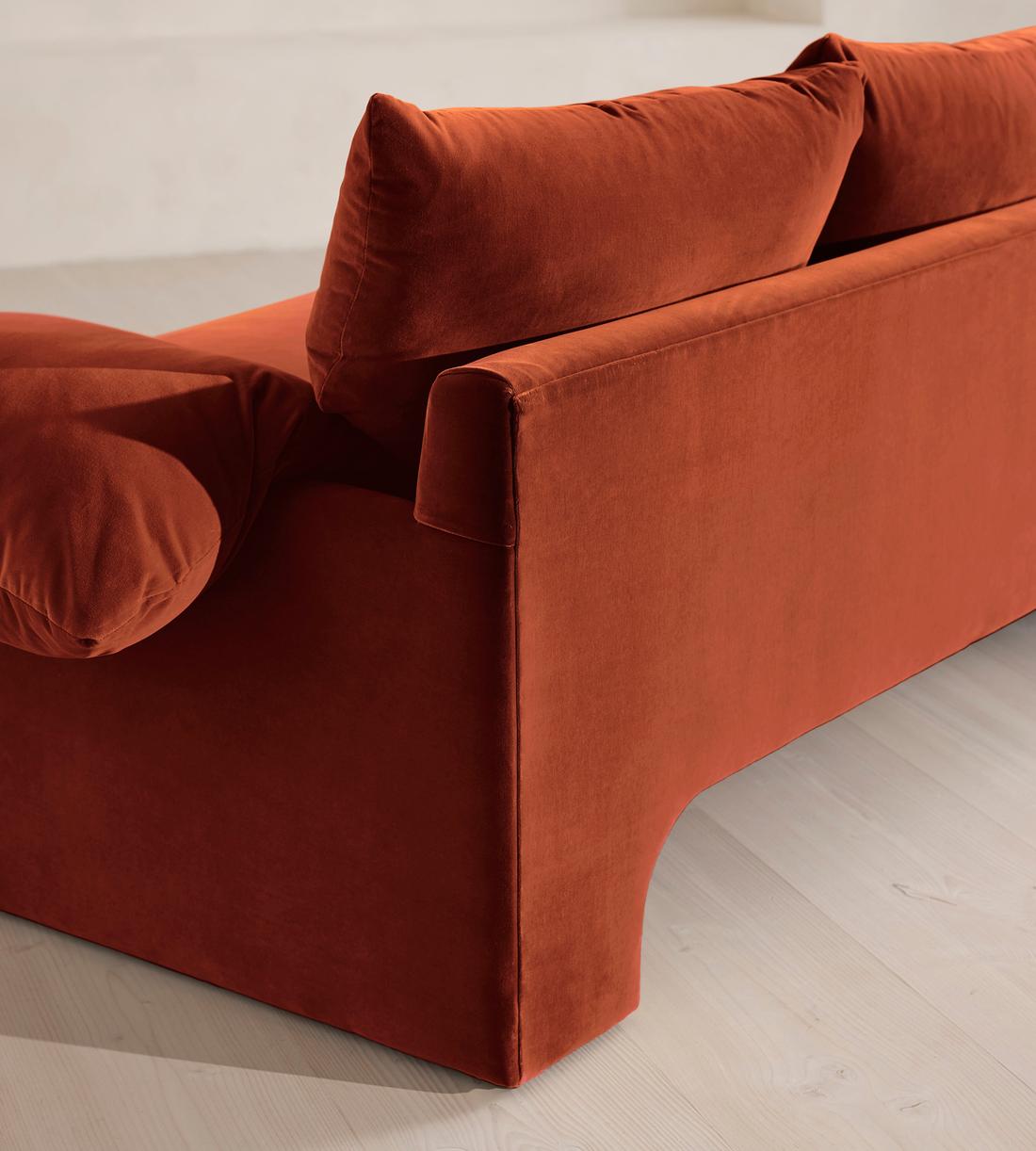 Wyatt Three Seater Sofa - Velvet - Rust - Images - Image 7