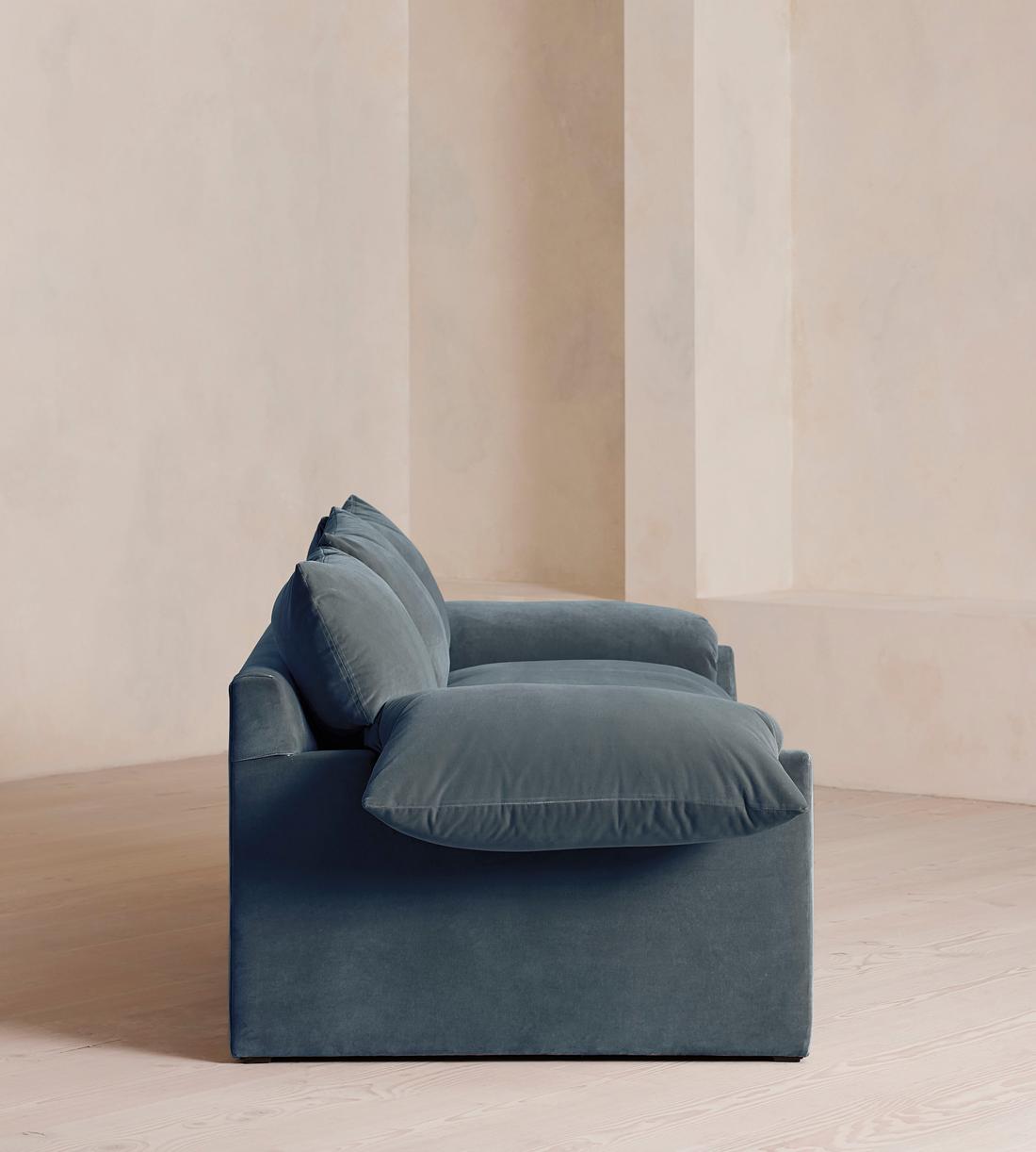 Wyatt Three Seater Sofa - Velvet - Grey Blue - Images - Image 3