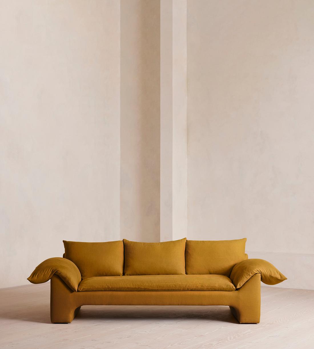 Wyatt Three Seater Sofa - Linen - Turmeric - UK - Listing - Image 1