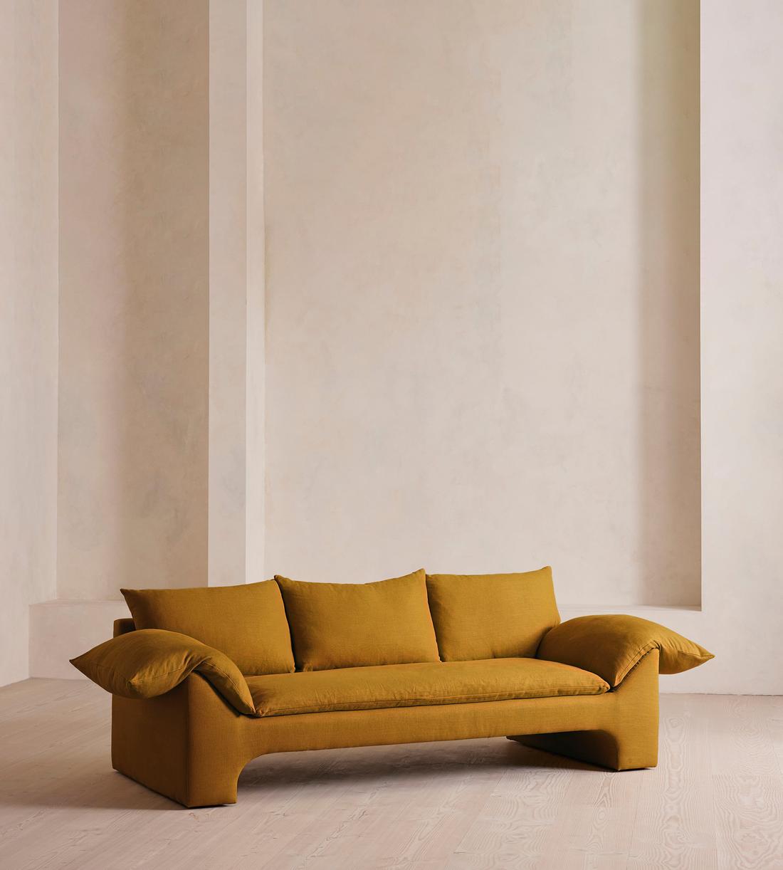 Wyatt Three Seater Sofa - Linen - Turmeric - UK - Listing - Image 2