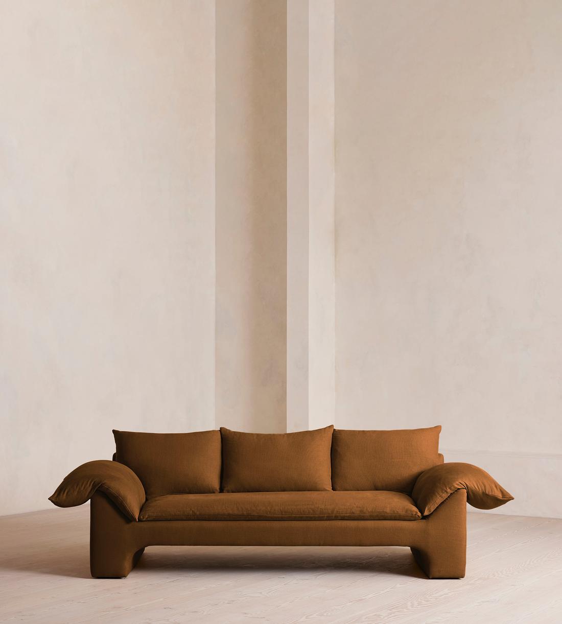 Wyatt Three Seater Sofa - Linen - Terracotta - UK - Listing - Image 1