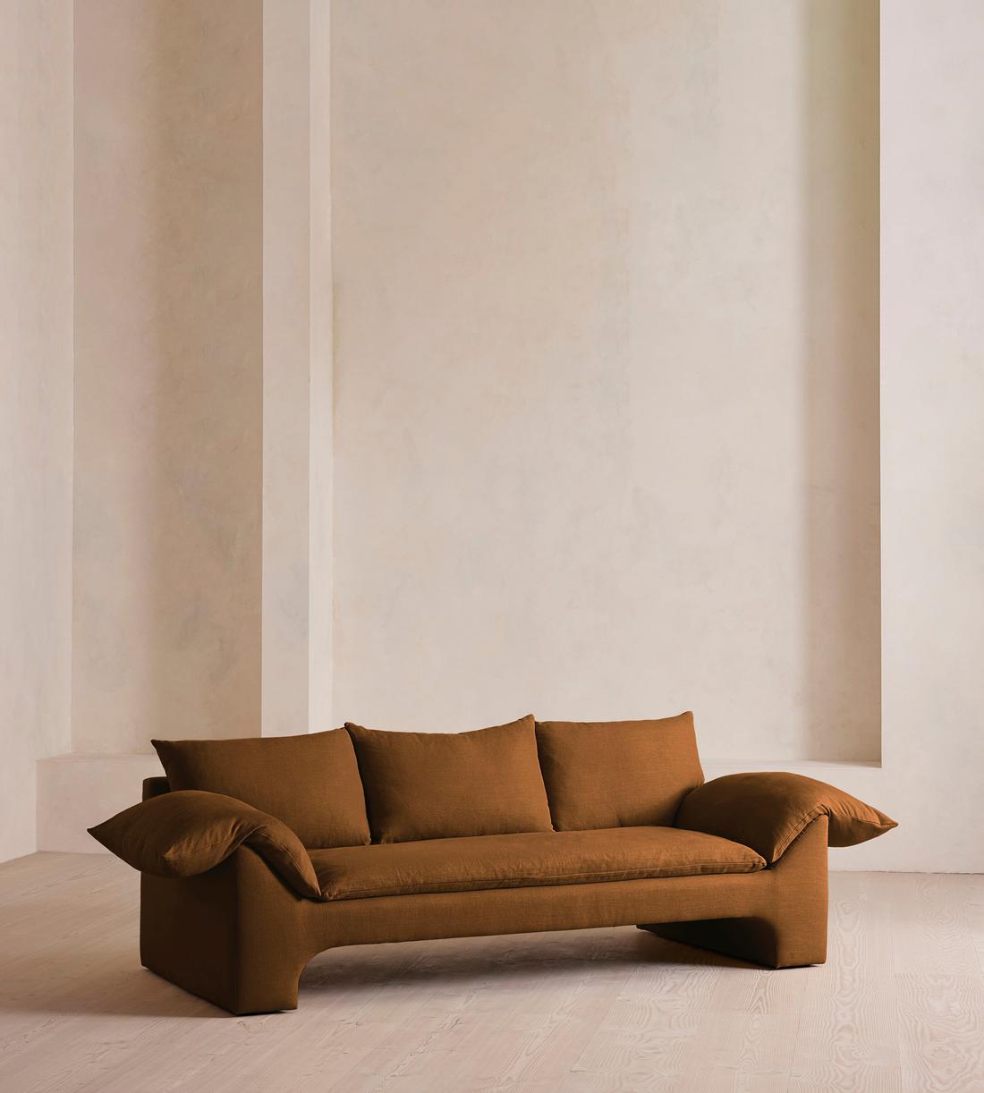 Wyatt Three Seater Sofa - Linen - Terracotta - UK - Listing - Image 2