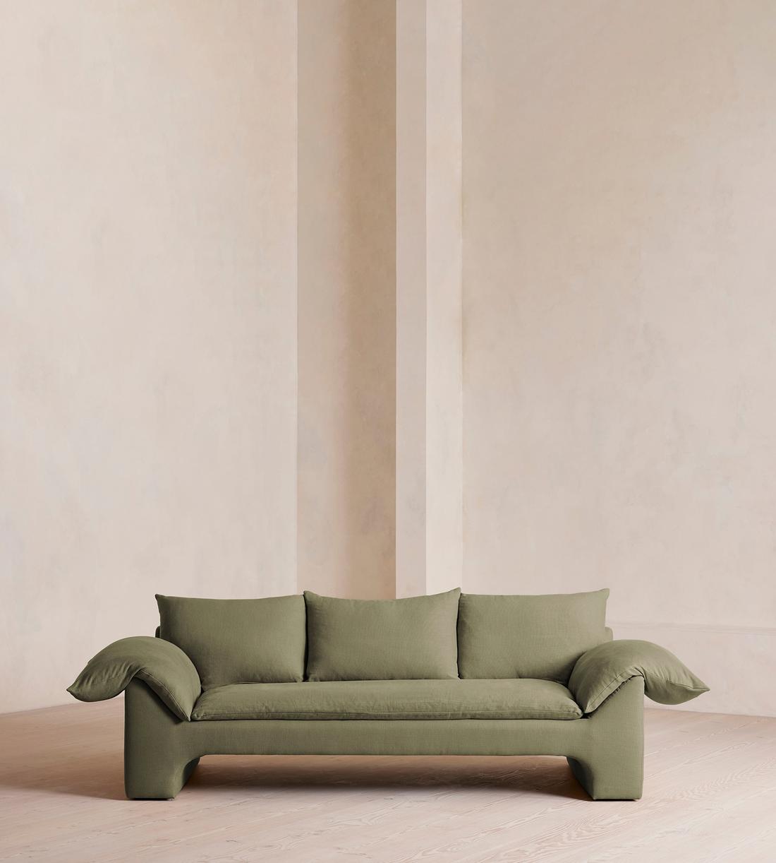 Wyatt Three Seater Sofa - Linen - Sage - Listing - Image 1