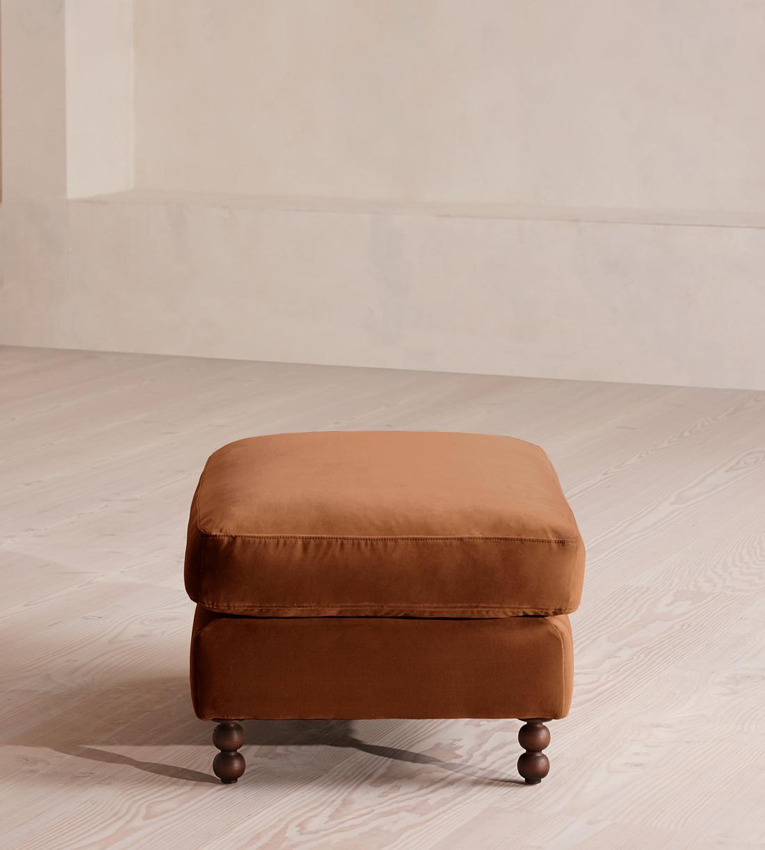 Audrey Rectangle Ottoman - Velvet - Cinnamon - UK - Images - Image 3