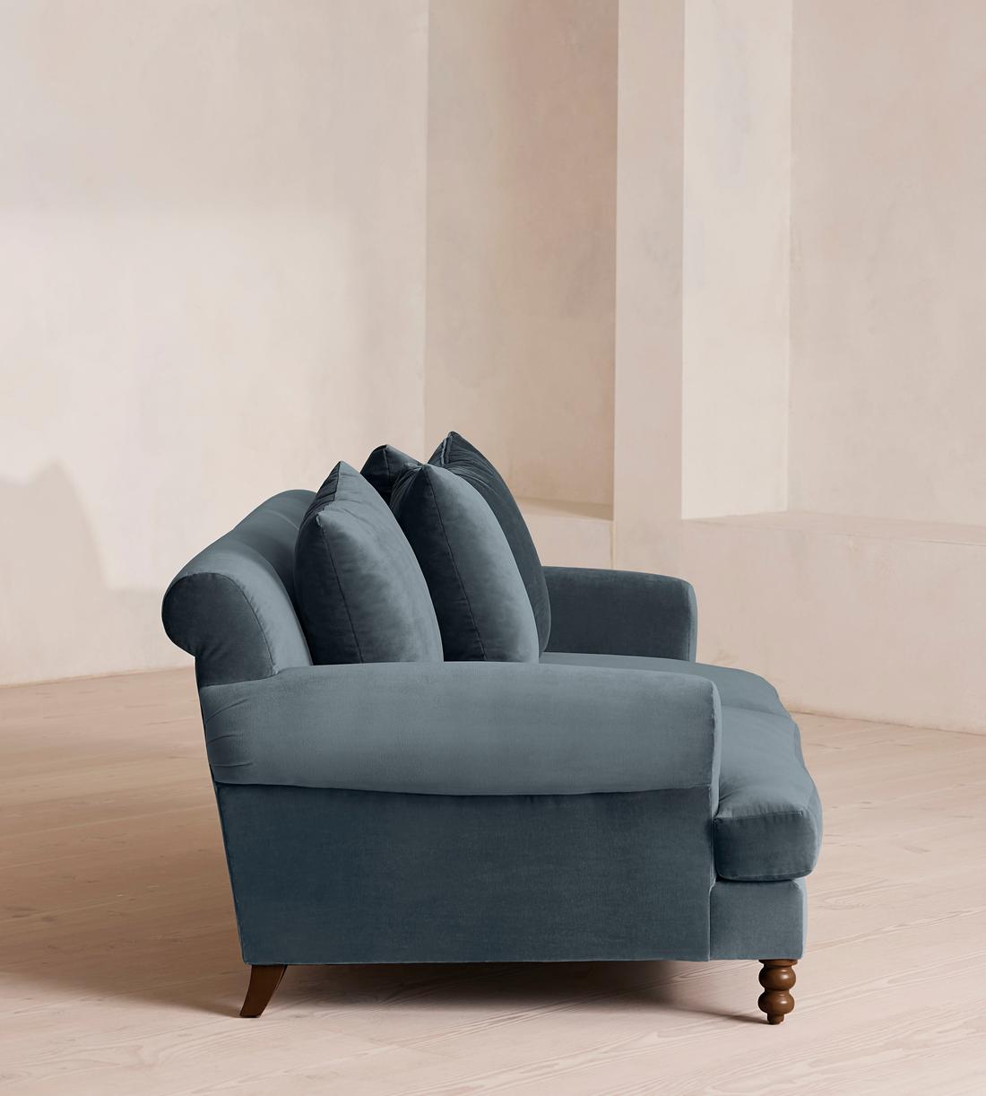 Audrey Two Seater Sofa - Velvet - Grey Blue - Images - Image 4