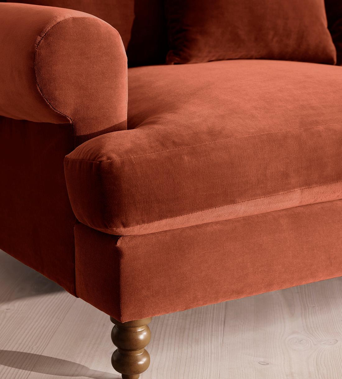 Audrey Two Seater Sofa - Velvet Rust - Images - Image 6