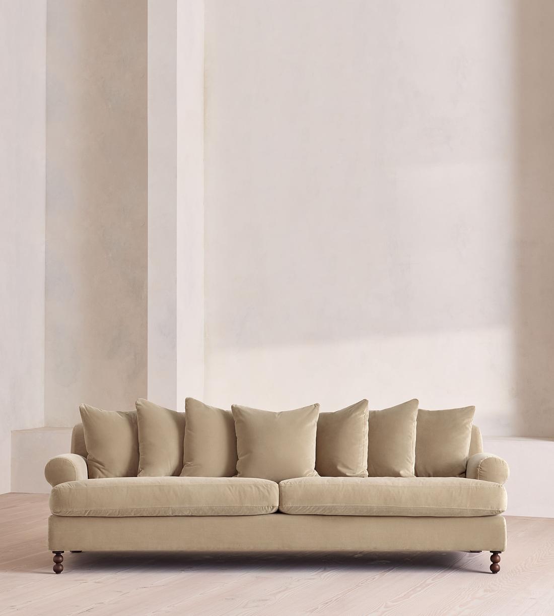 Audrey Four Seater Sofa - Velvet - Oyster - US - Listing - Image 1