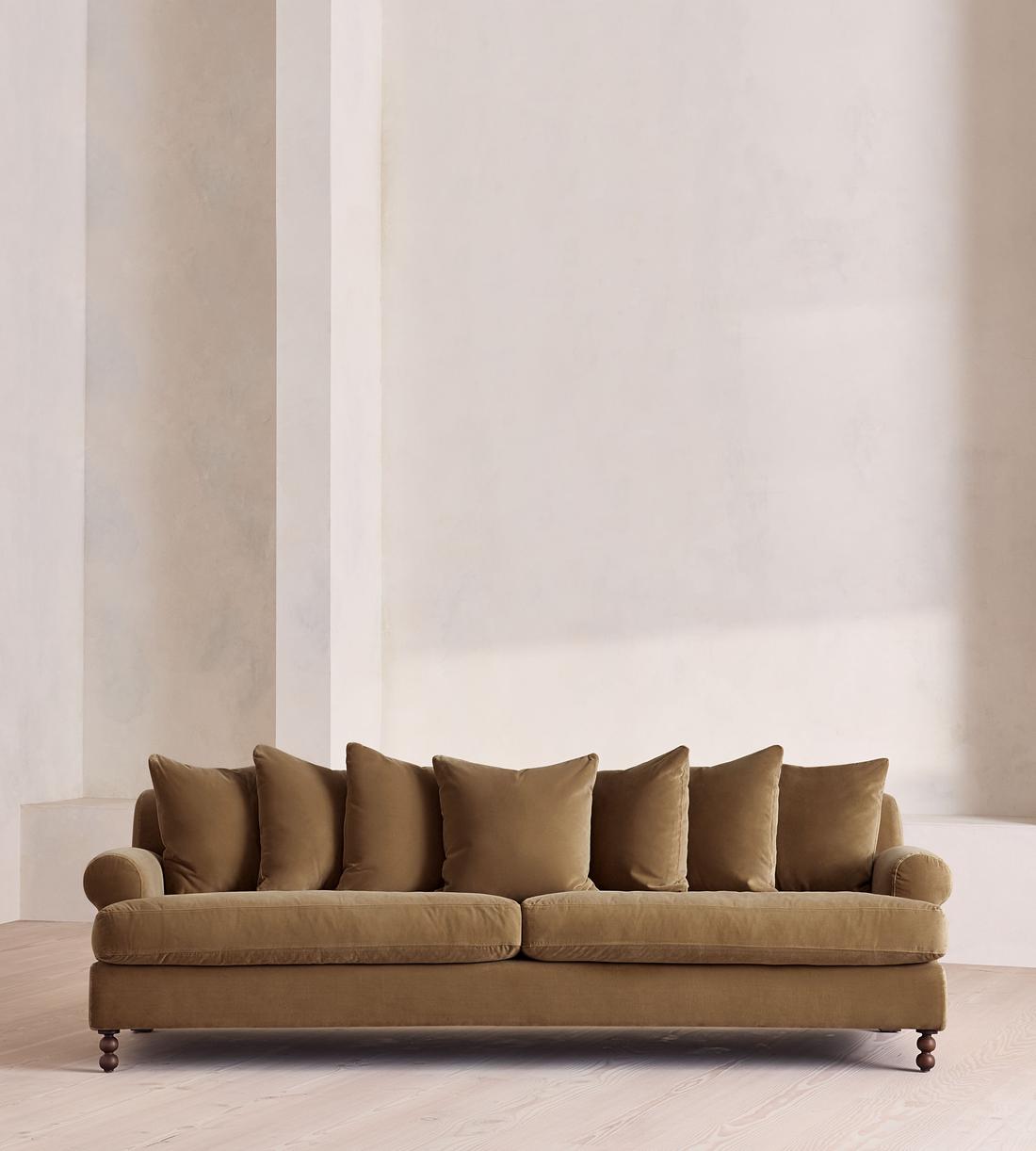 Audrey Four Seater Sofa - Velvet - Truffle - UK - Listing - Image 1