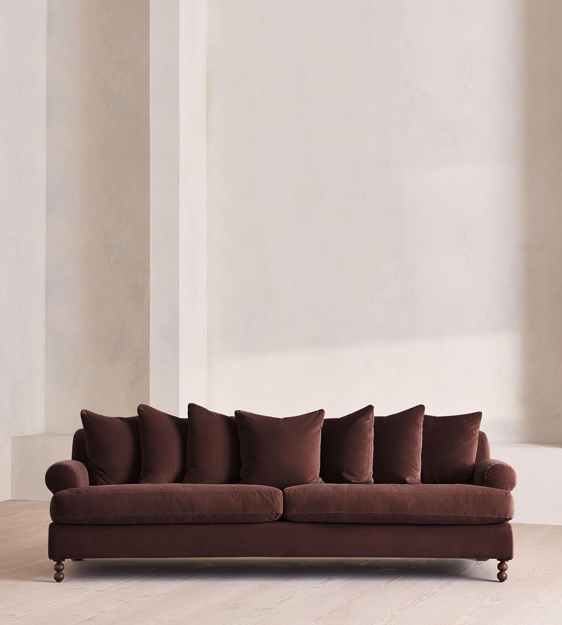 Audrey Four Seater Sofa - Velvet - Aubergine - UK - Listing - Image 1