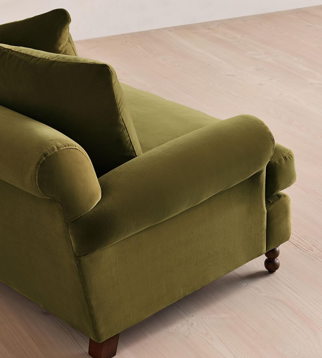 Audrey Four Seater Sofa - Velvet - Olive - Images - Image 5