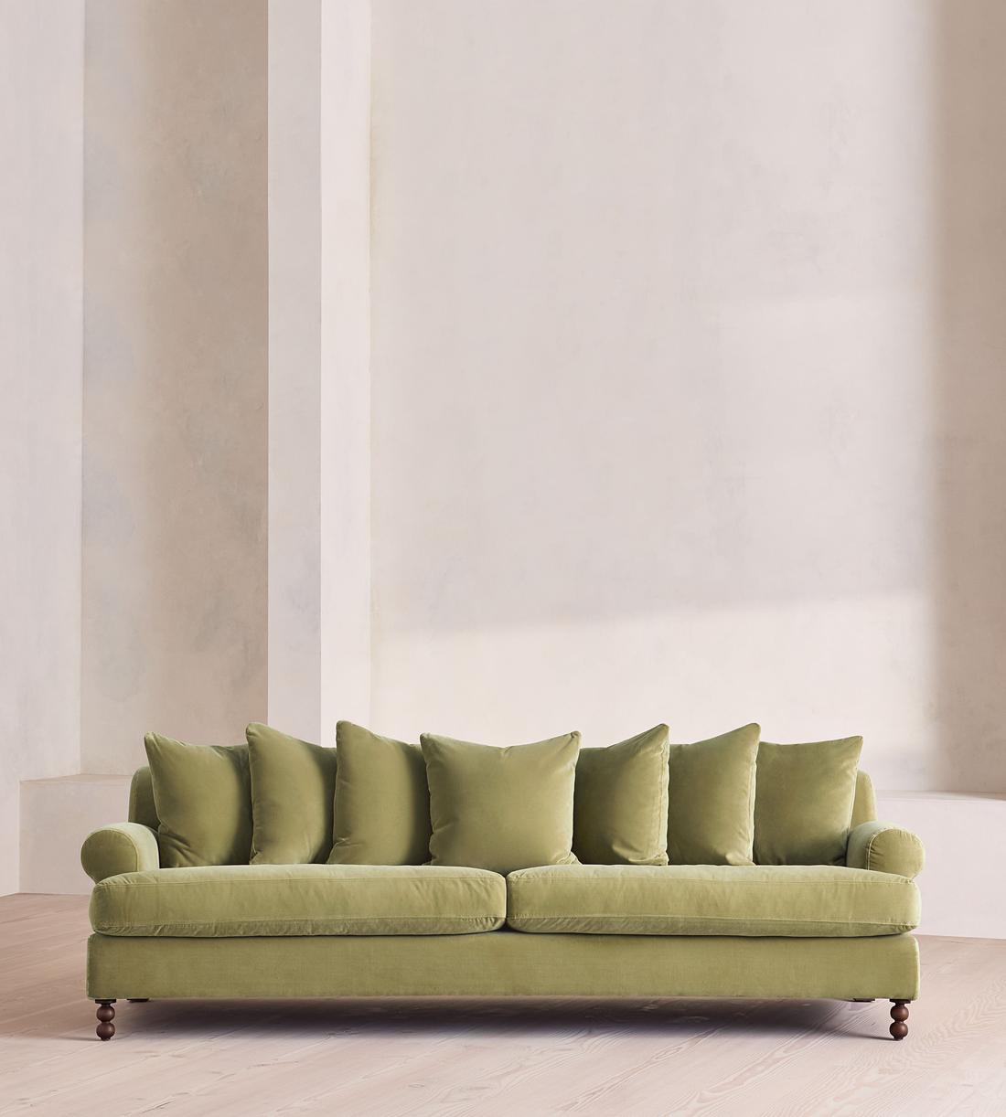 Audrey Four Seater Sofa - Velvet - Lichen - Listing - Image 1