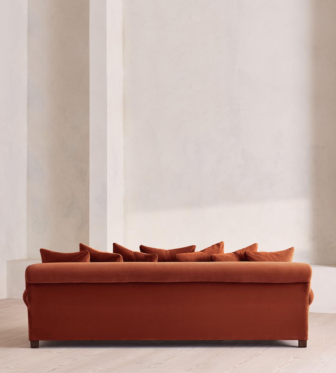 Audrey Four Seater Sofa - Velvet - Rust - Images - Image 4