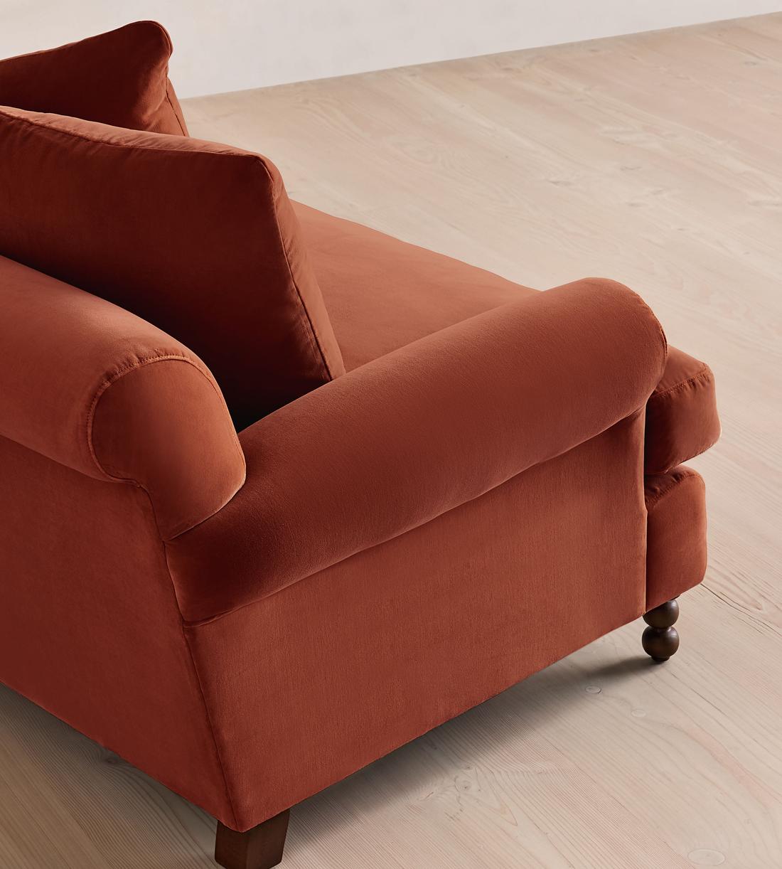 Audrey Four Seater Sofa - Velvet - Rust - Images - Image 5
