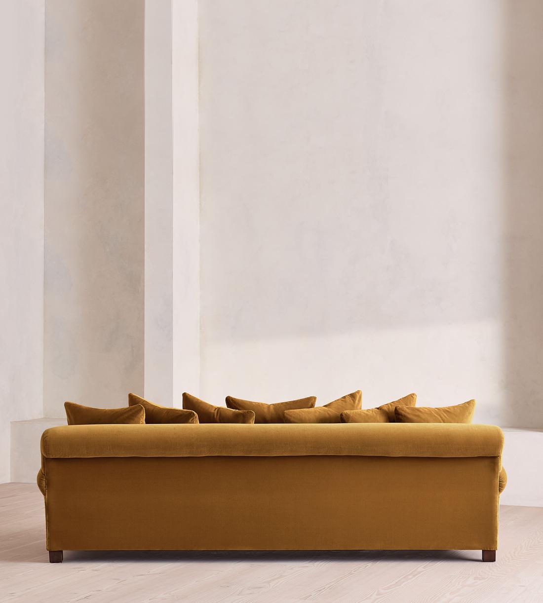 Audrey Four Seater Sofa - Velvet - Mustard - Images - Image 4