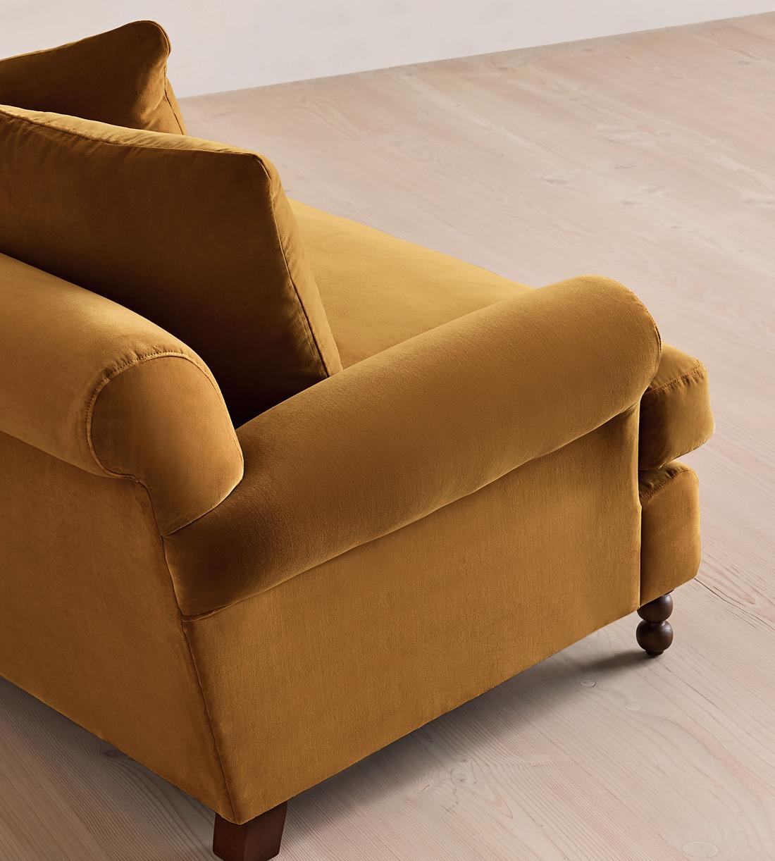 Audrey Four Seater Sofa - Velvet - Mustard - US - Images - Image 5