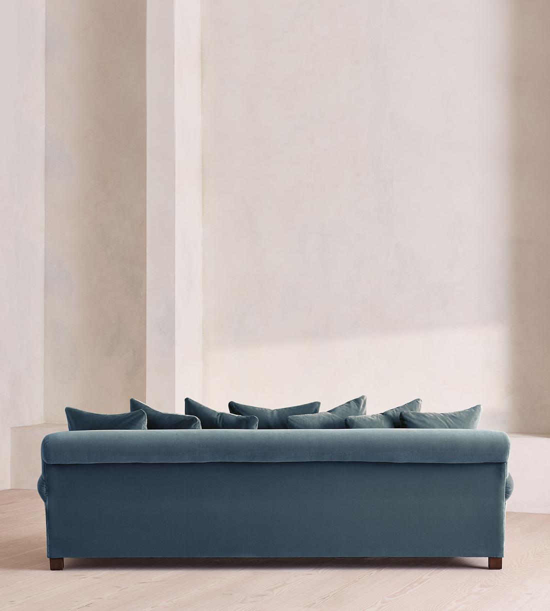 Audrey Four Seater Sofa - Velvet - Grey Blue - US - Images - Image 4
