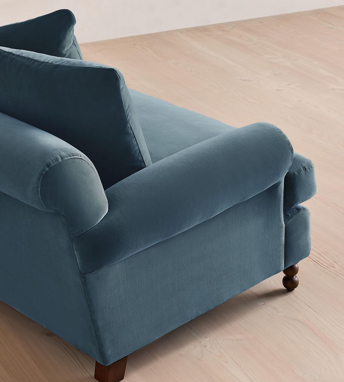 Audrey Four Seater Sofa - Velvet - Grey Blue - US - Images - Image 5