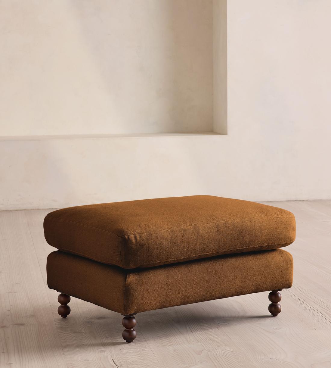 Audrey Rectangle Ottoman - Linen - Terracotta - US - Listing - Image 1