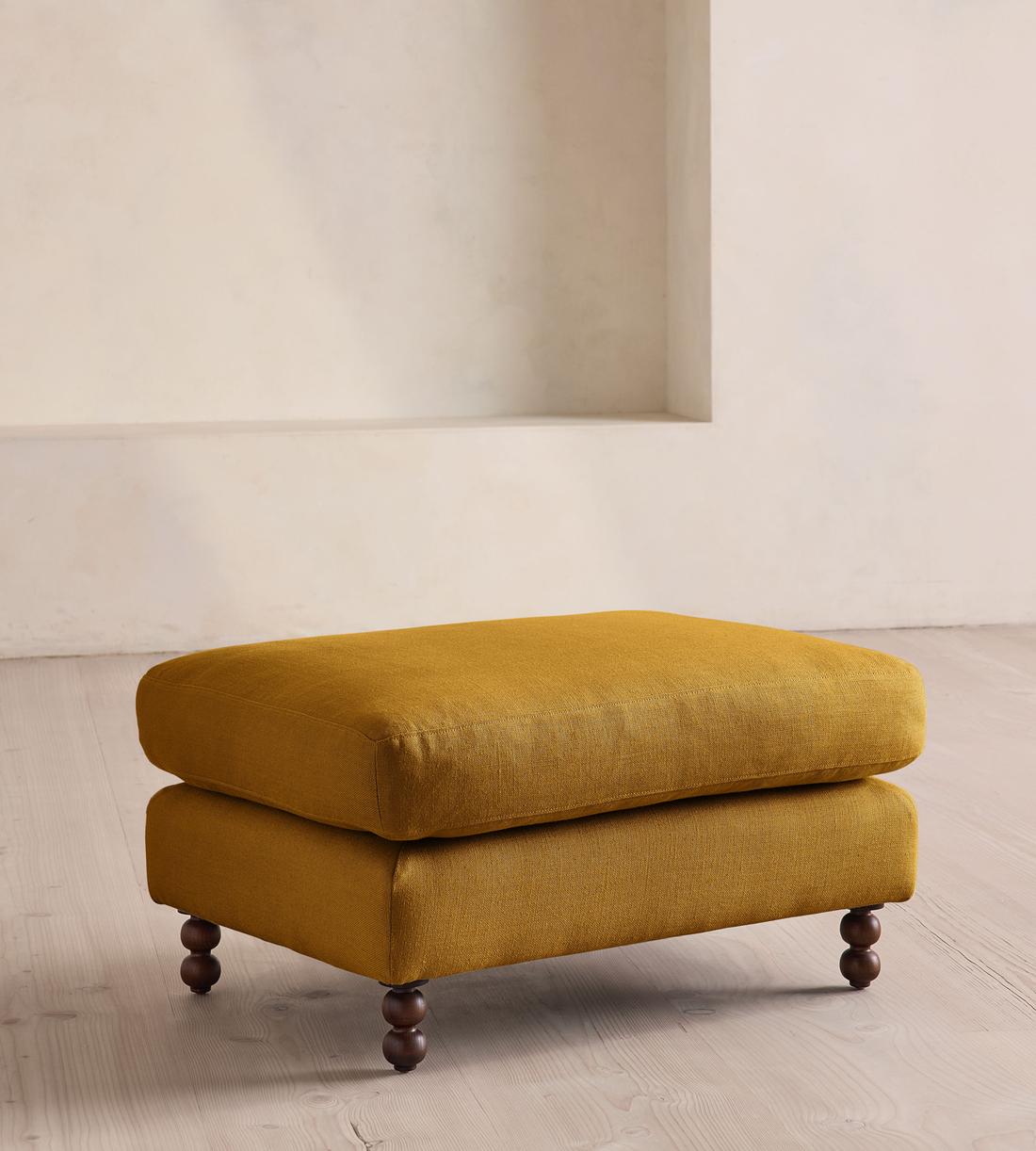 Audrey Rectangle Ottoman - Linen - Turmeric - US - Listing - Image 1