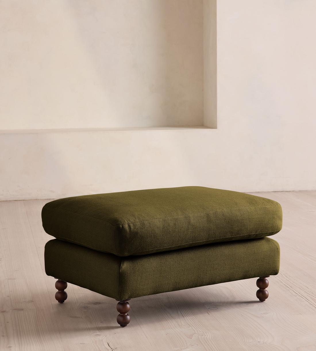 Audrey Rectangle Ottoman - Linen - Olive - Listing - Image 1