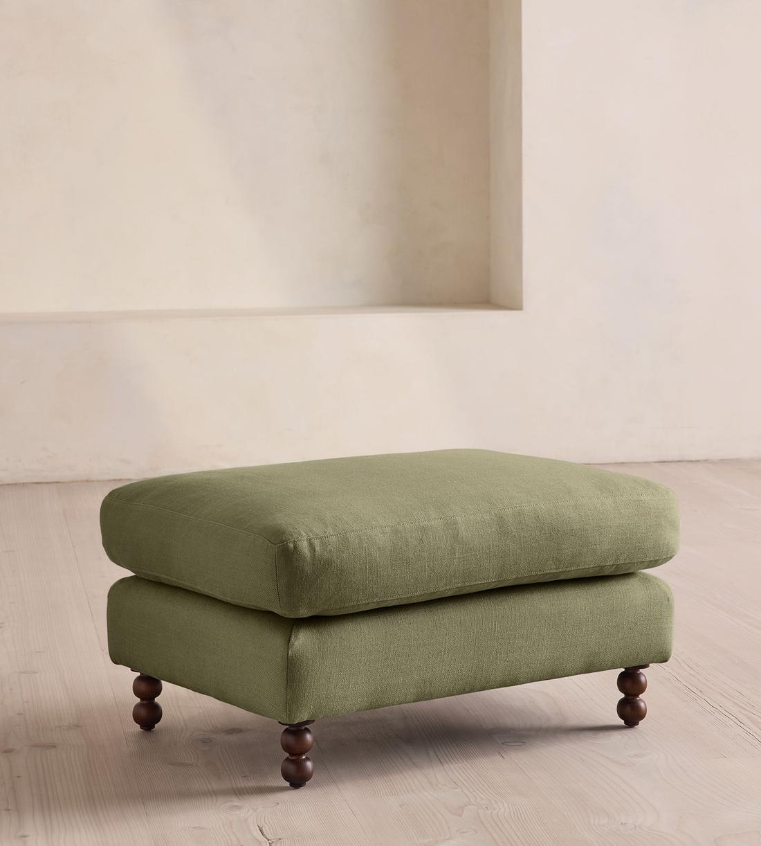 Audrey Rectangle Ottoman - Linen - Sage - Listing - Image 1
