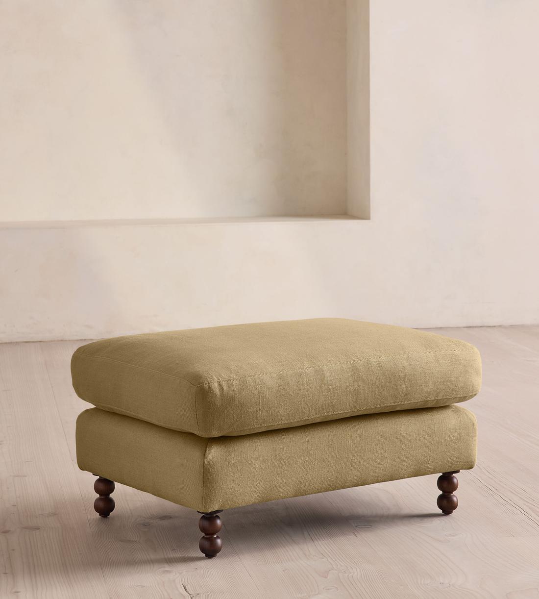 Audrey Rectangle Ottoman - Linen - Wheat - Listing - Image 1