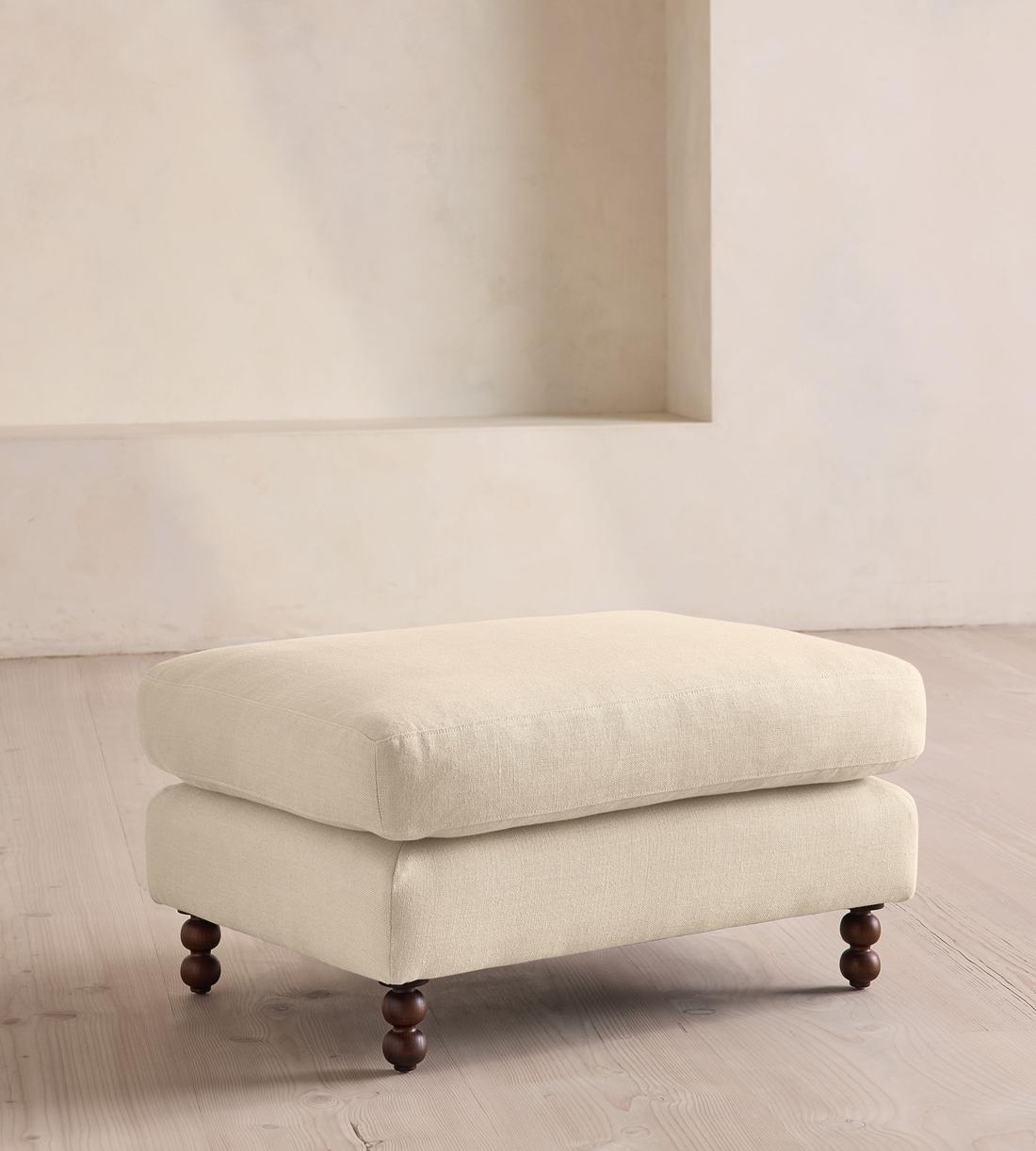 Audrey Rectangle Ottoman - Linen - Bisque - Listing - Image 1