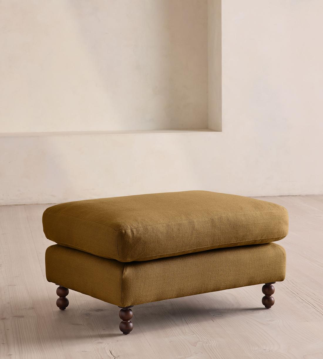 Audrey Rectangle Ottoman - Linen - Ochre - Listing - Image 1