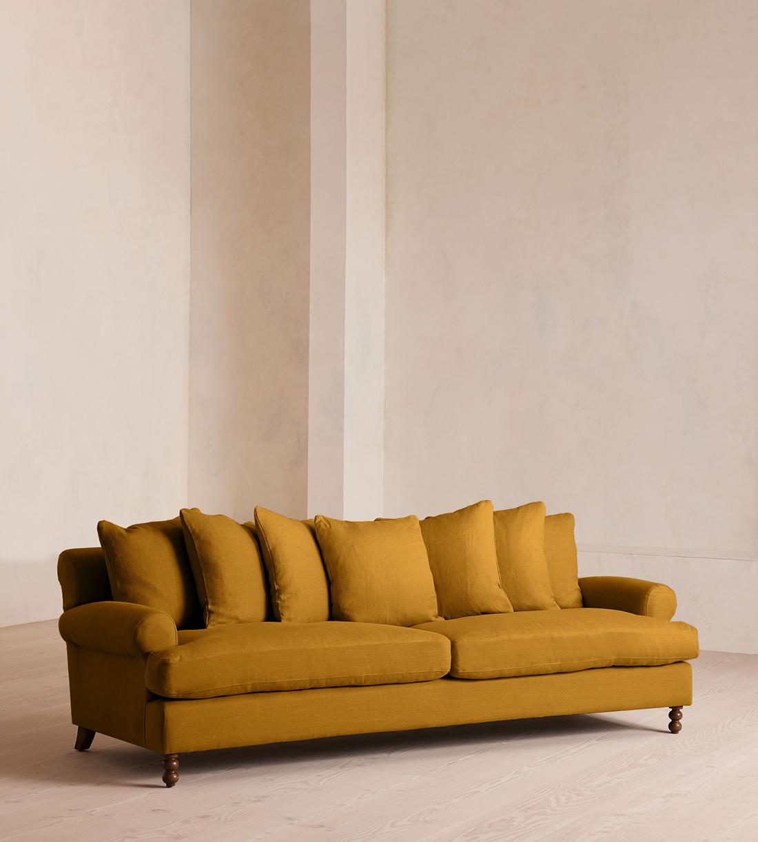 Audrey Four Seater Sofa - Linen - Turmeric - UK - Listing - Image 2