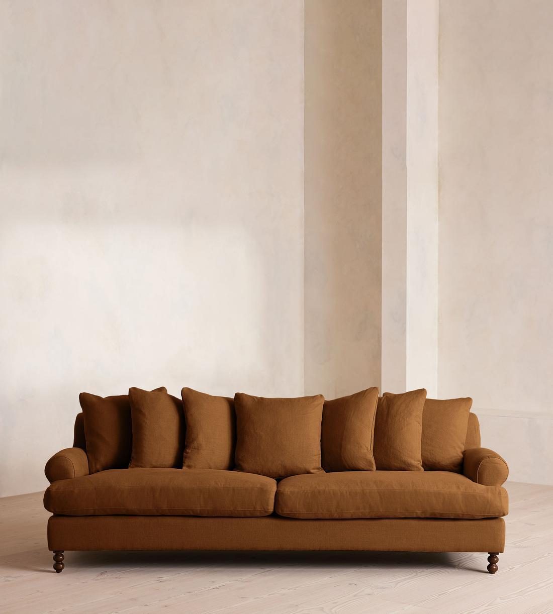 Audrey Four Seater Sofa - Linen - Terracotta - UK - Listing - Image 1