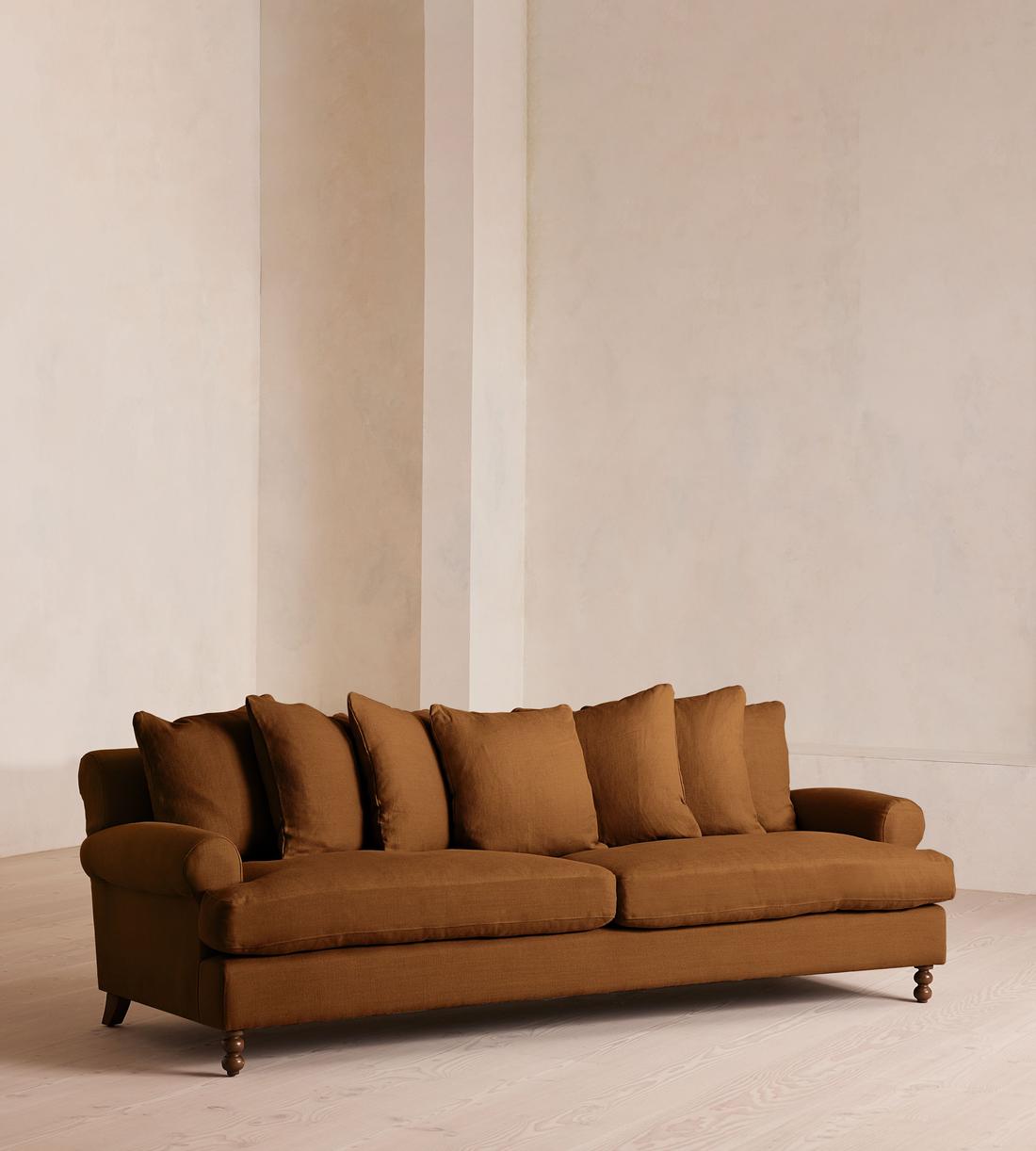 Audrey Four Seater Sofa - Linen - Terracotta - UK - Listing - Image 2