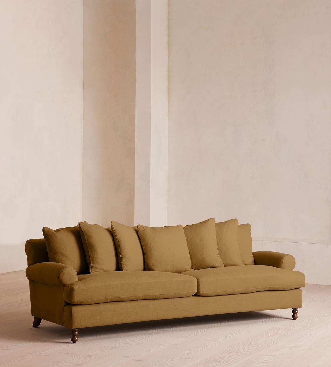 Audrey Four Seater Sofa - Linen - Ochre - US - Listing - Image 2