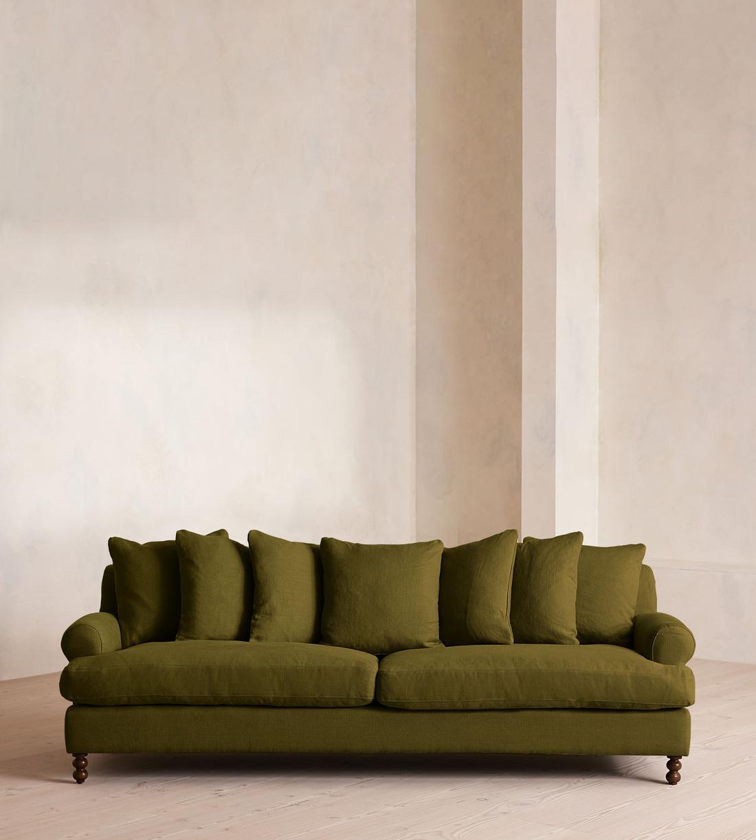 Audrey Four Seater Sofa - Linen - Olive - Listing - Image 1