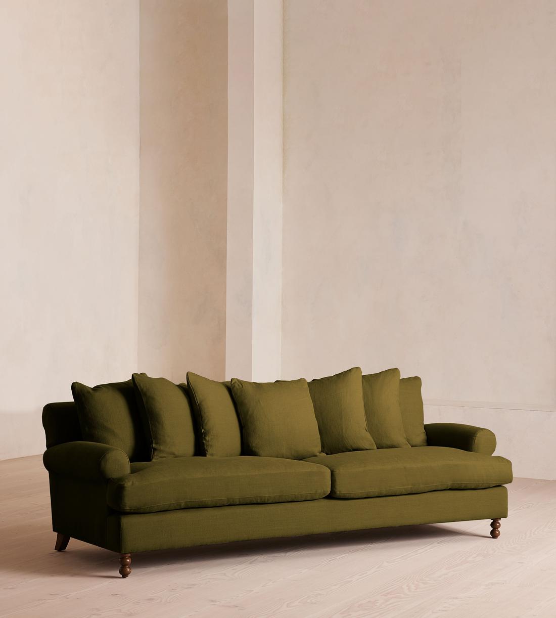 Audrey Four Seater Sofa - Linen - Olive - Listing - Image 2