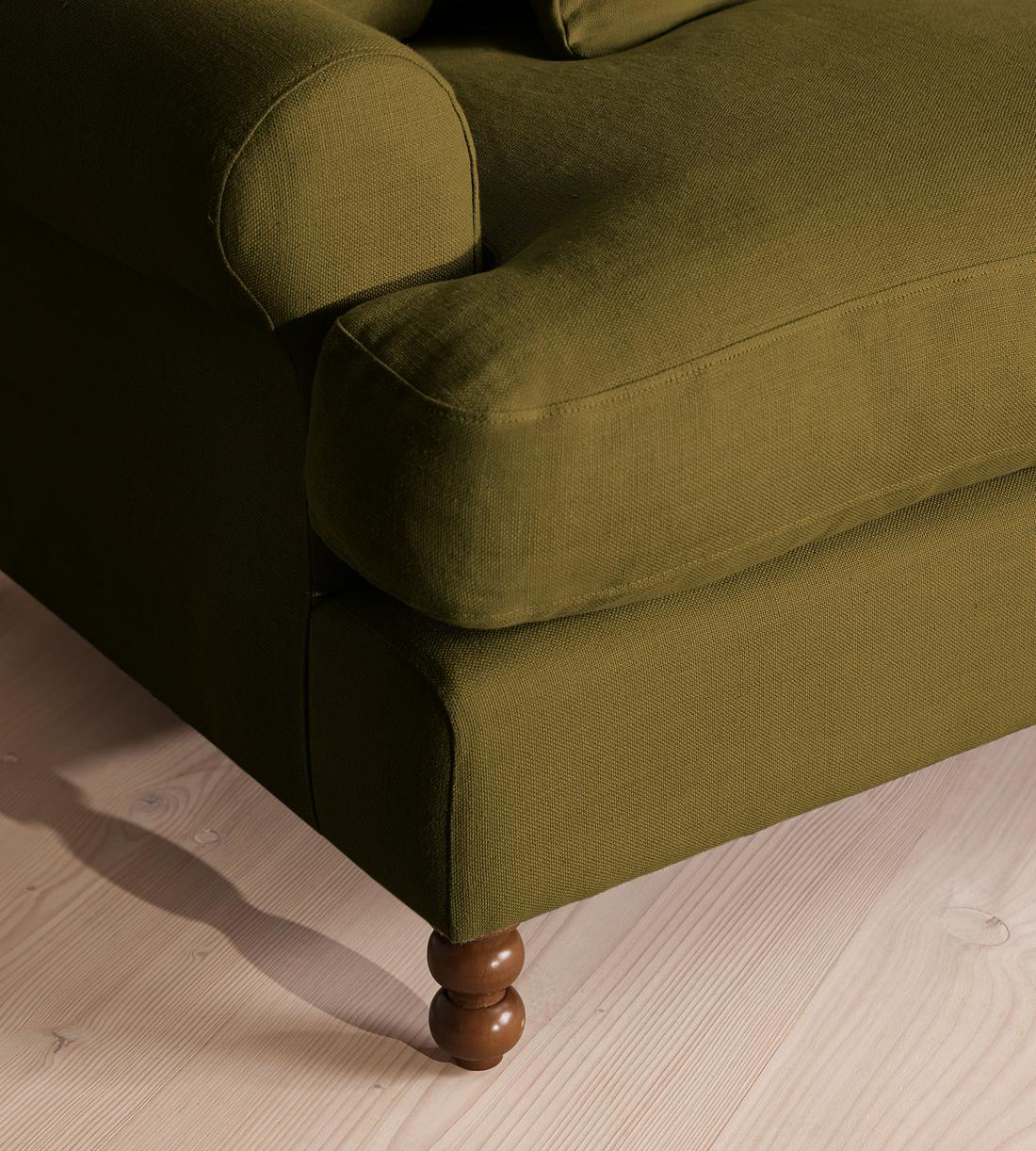 Audrey Four Seater Sofa - Linen - Olive - Images - Image 5