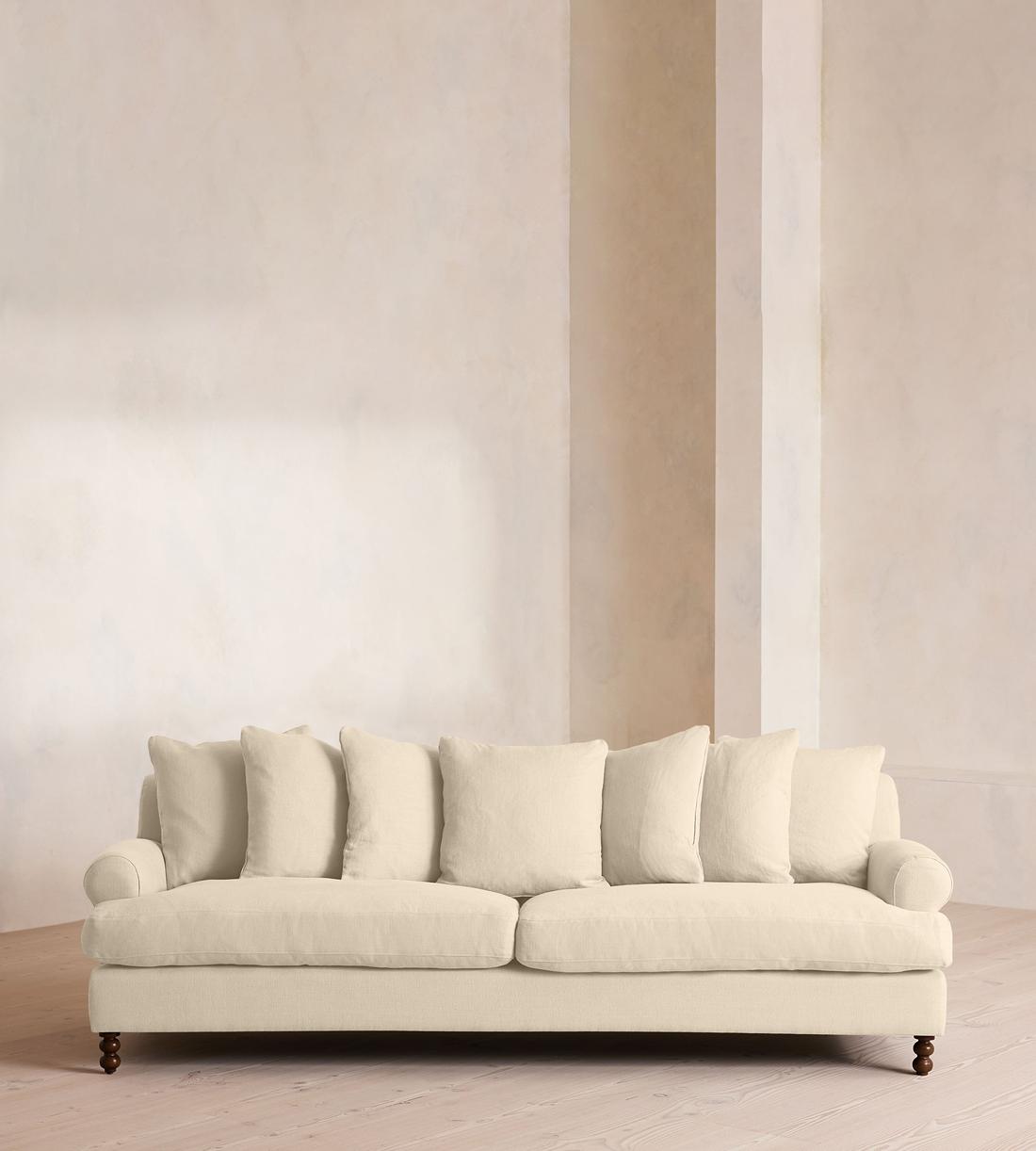Audrey Four Seater Sofa - Linen - Bisque - US - Listing - Image 1