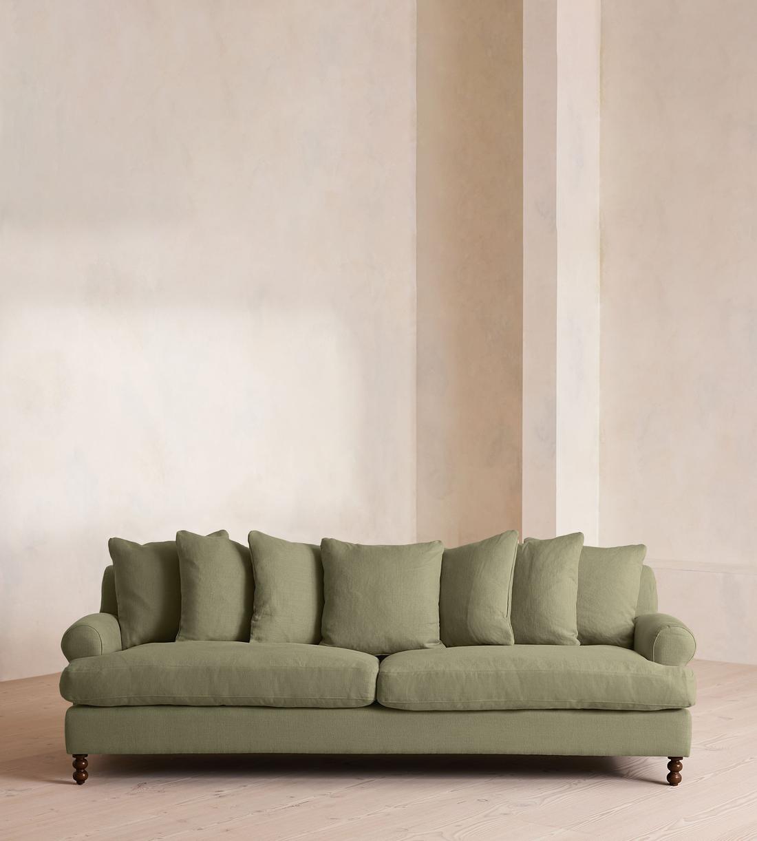 Audrey Four Seater Sofa - Linen - Sage - Listing - Image 1