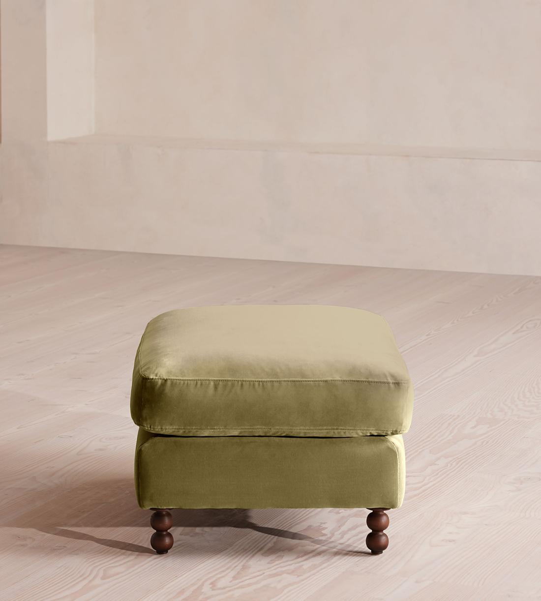 Audrey Rectangle Ottoman - Velvet - Lichen - Images - Image 3