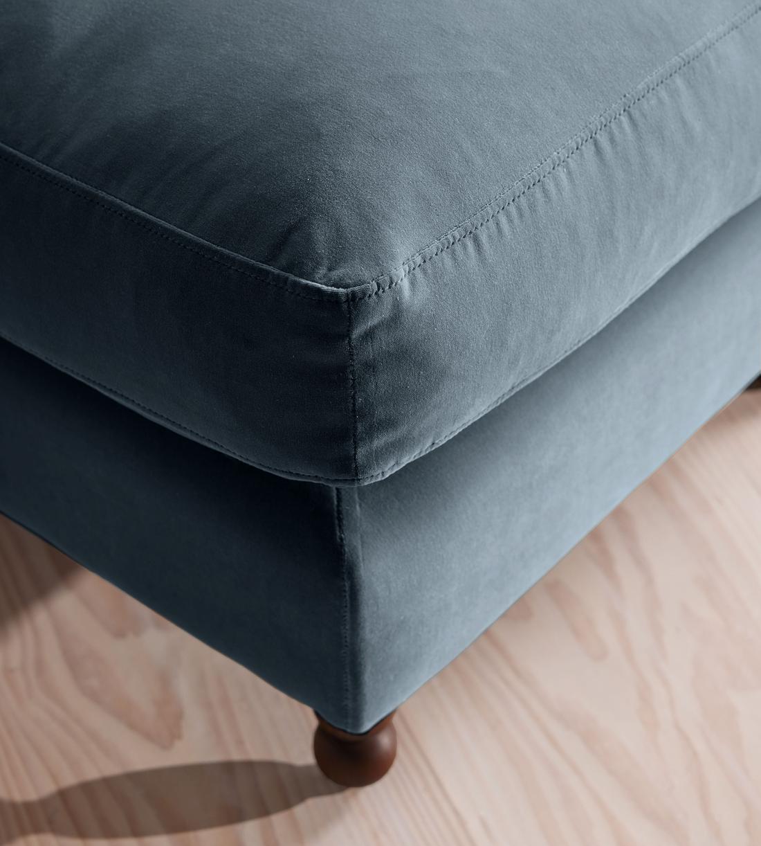 Audrey Rectangle Ottoman - Velvet - Grey Blue - Images - Image 4