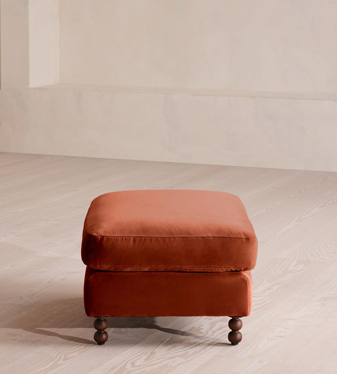 Audrey Rectangle Ottoman - Velvet - Rust - Images - Image 3