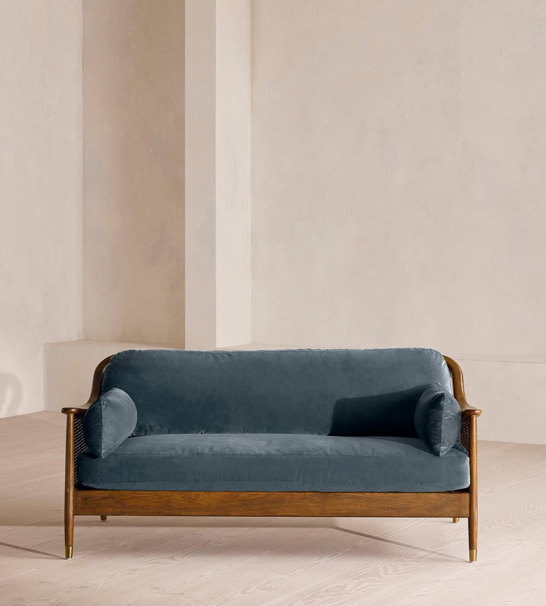 Atlanta Three Seater Sofa - Velvet - Grey Blue - US - Listing - Image 2