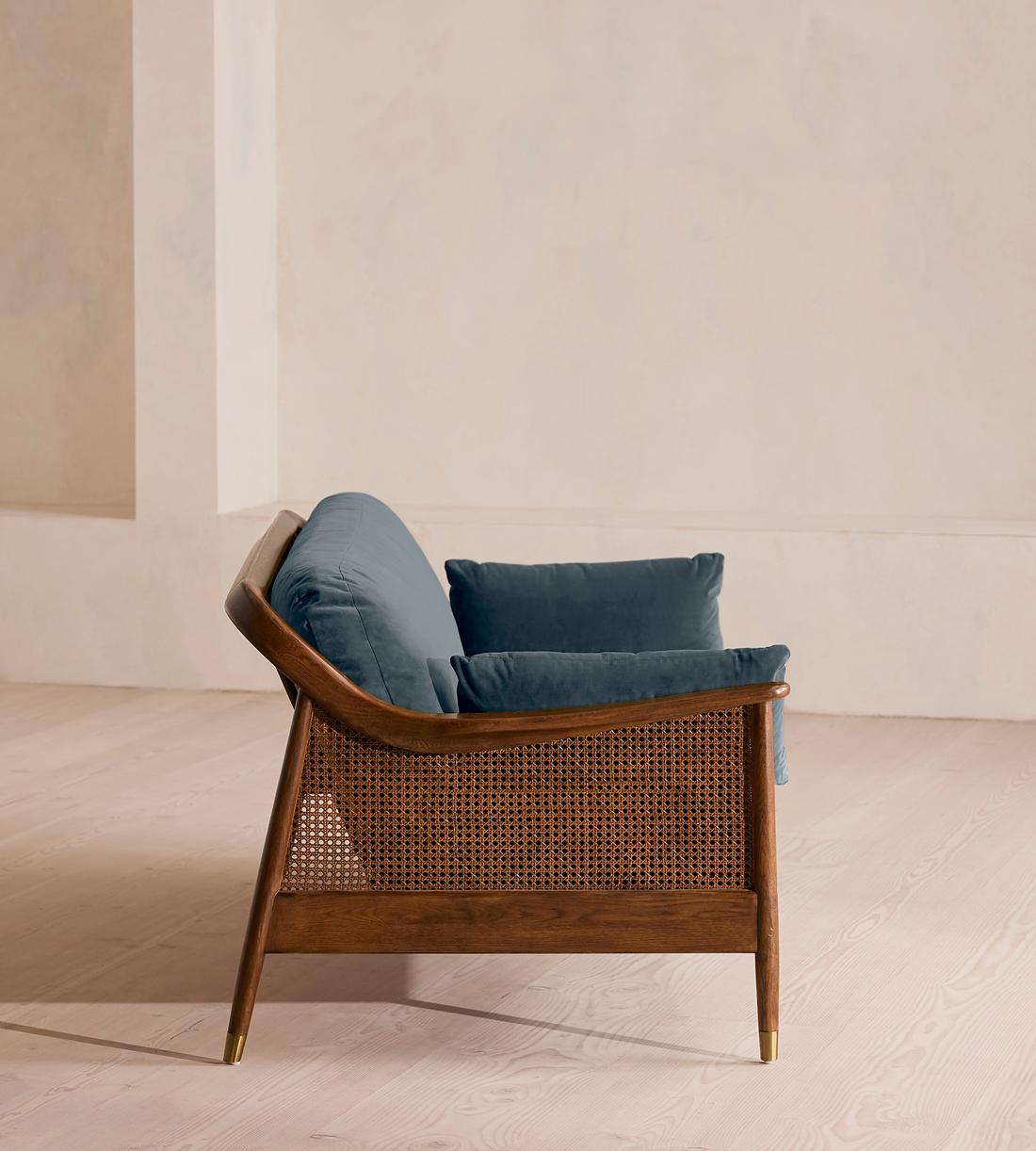 Atlanta Three Seater Sofa - Velvet - Grey Blue - US - Images - Image 3