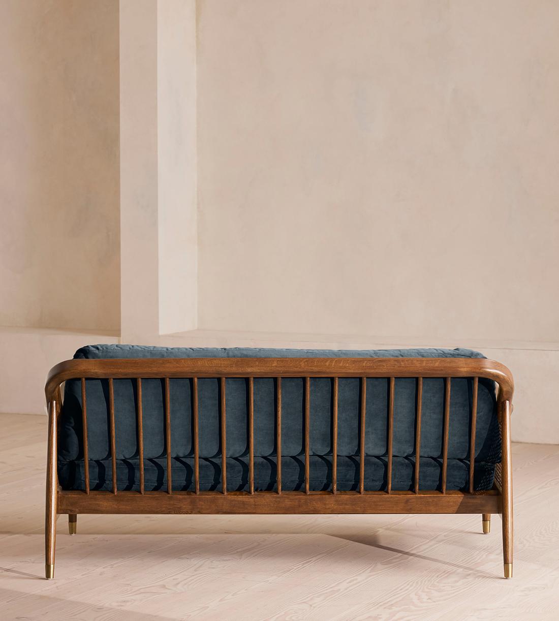 Atlanta Three Seater Sofa - Velvet - Grey Blue - US - Images - Image 4