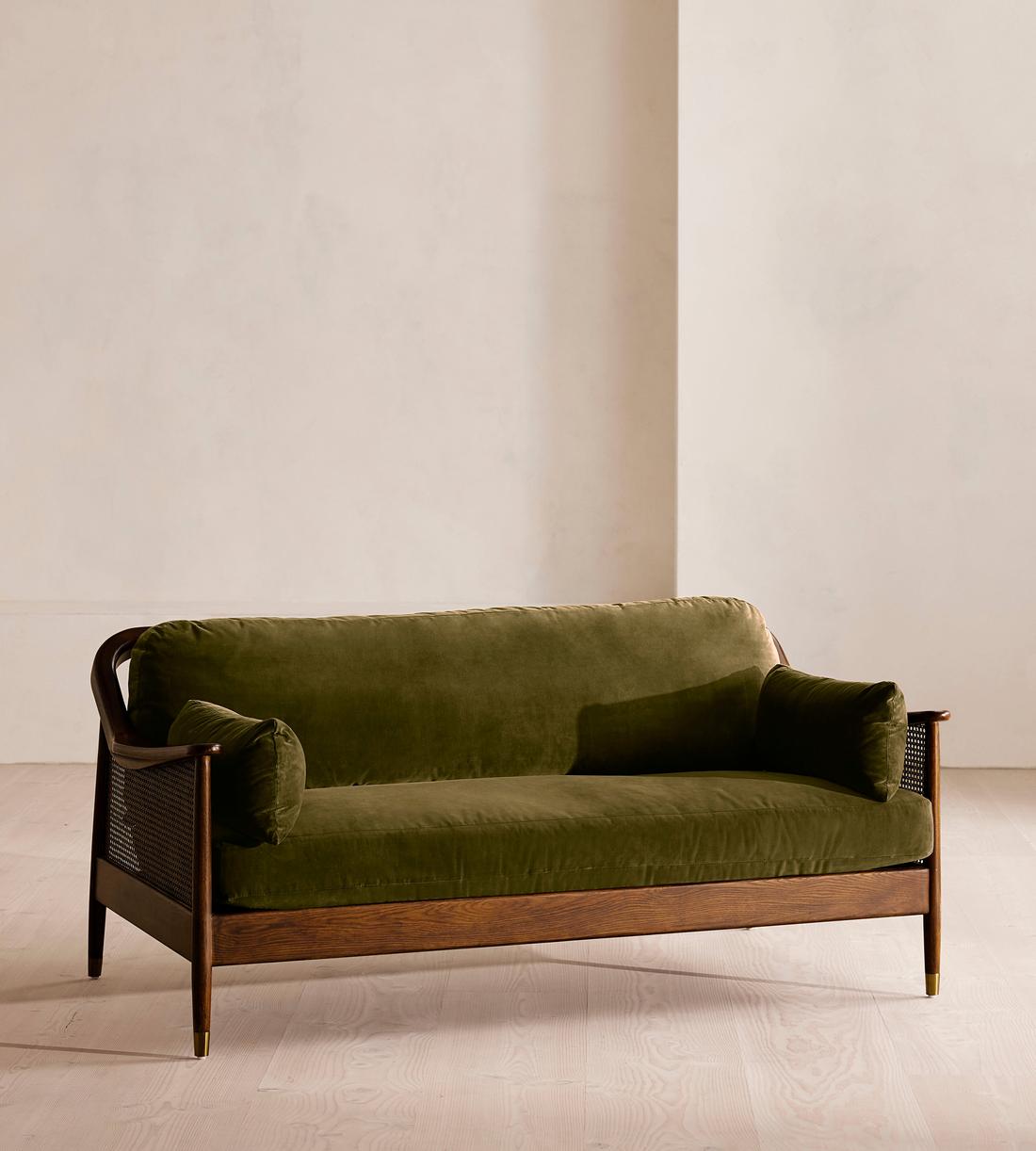 Atlanta Three Seater Sofa - Velvet - Olive - US - Listing - Image 2