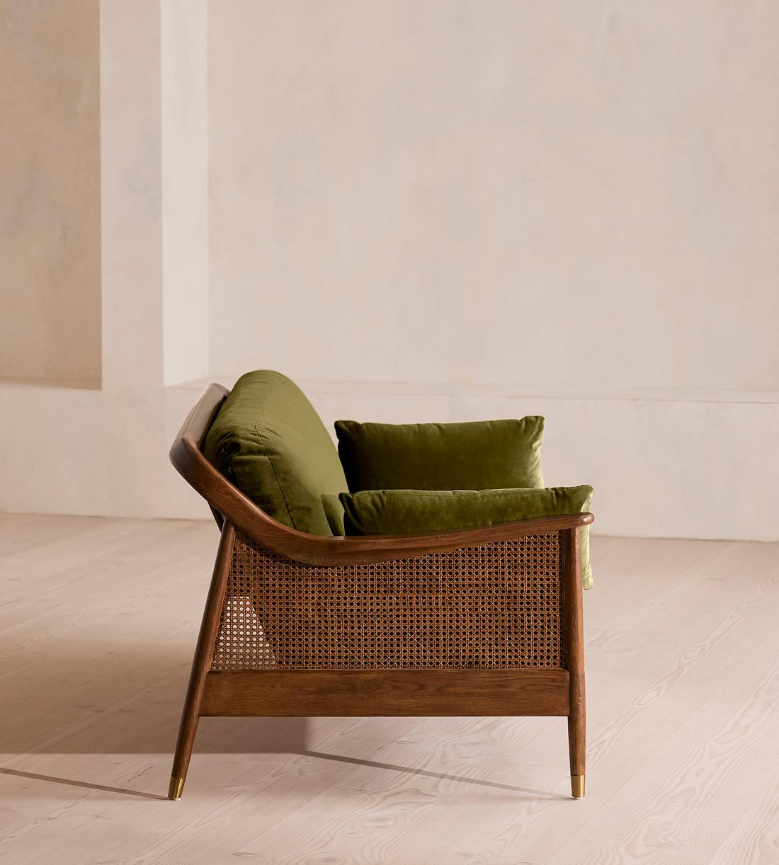 Atlanta Three Seater Sofa - Velvet - Olive - US - Images - Image 3