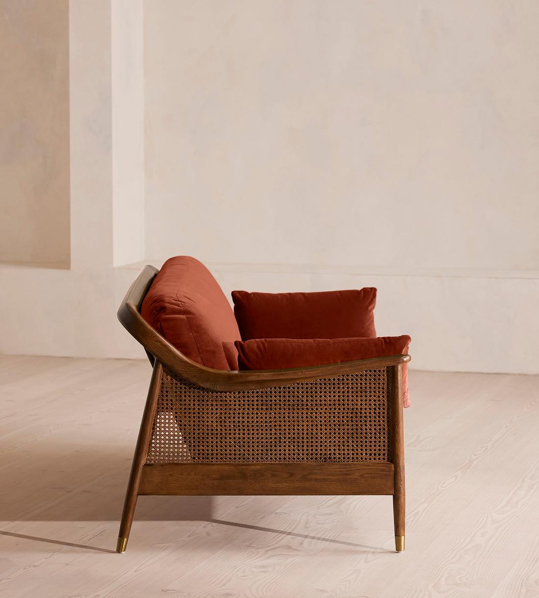 Atlanta Three Seater Sofa - Velvet - Rust - Images - Image 3