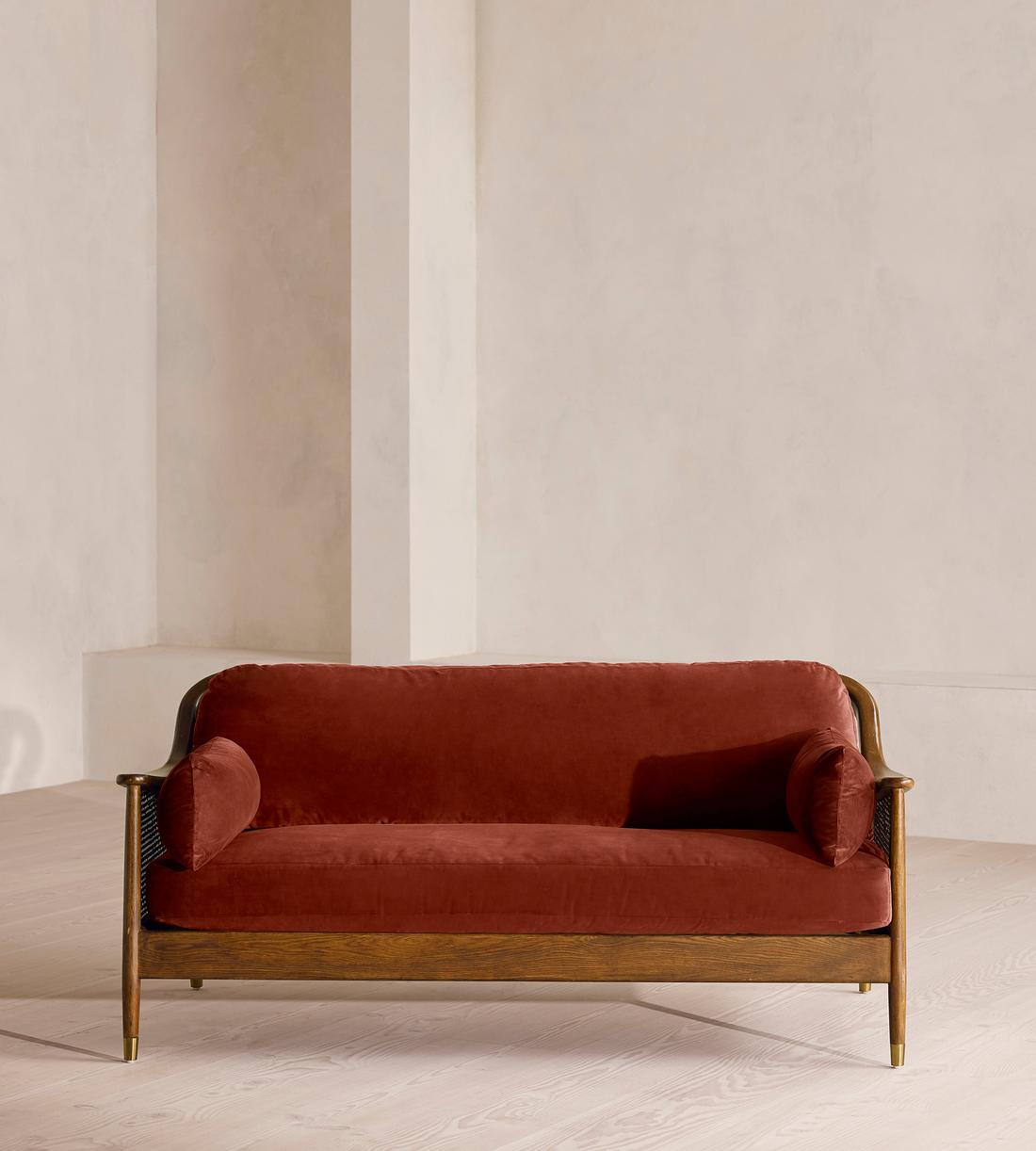 Atlanta Three Seater Sofa - Velvet - Rust - US - Listing - Image 2